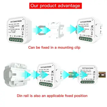 

2 Gang 2 Way Wifi Smart Light Switch Diy Relay Module Mini Wall Socket Outlet Newest
