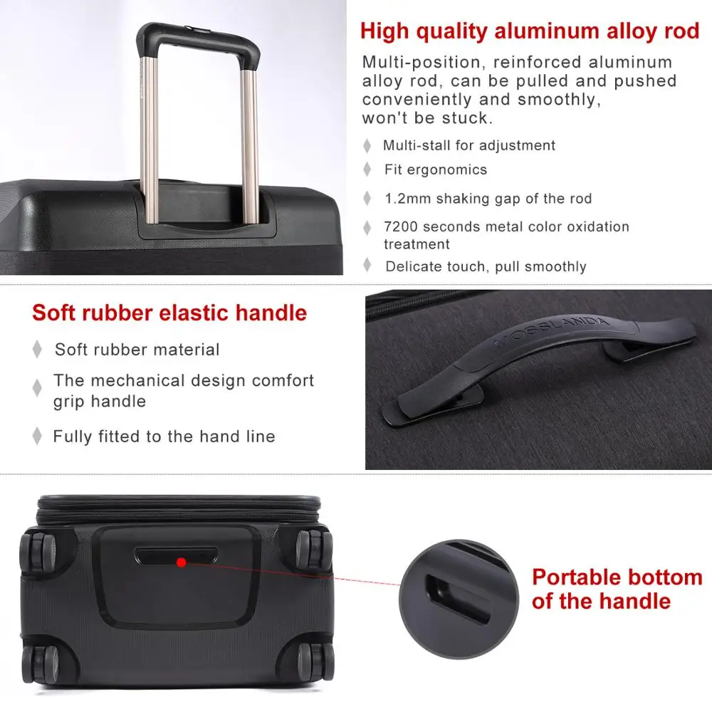 Uniwalker новейший дизайн, мягкий и жесткий чехол для путешествий, багаж, ручная легкая кабина, размер, детский черный чемодан на колесиках, багажная сумка