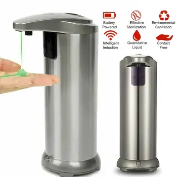 

280ML Touchless Automatic Soap Dispenser IR Sensor Bathroom Stainless Steel Soap Container Handsfree Liquid Dispenser