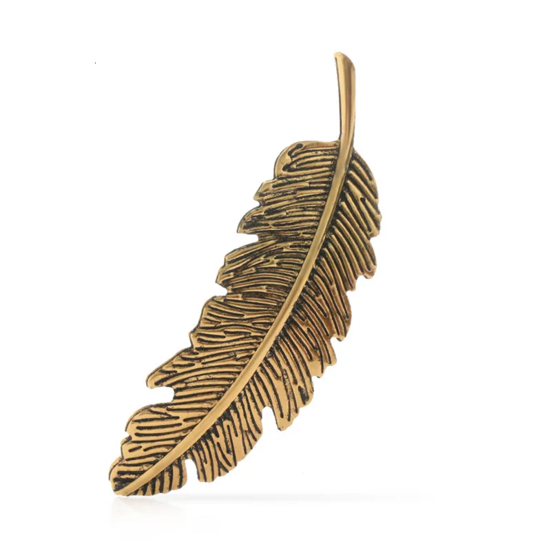 Vintage Fashion Leaf Feather Hair Clip Hairpin For Women Girl Hair Accessories Barrette Hair Ornament Party Decoration Headwear - Окраска металла: Antique Gold