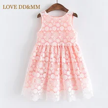 Красивые платья для девочек г. Новая Осенняя детская одежда модное милое ажурное Кружевное платье-майка без рукавов с цветочным рисунком для девочек