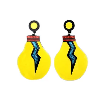 

Exaggerated Cool Punk Shiny Yellow Bulbs Acrylic Earrings for Women Girls Geometric Creative Funny Lamp Dangle Earrings Jewelry