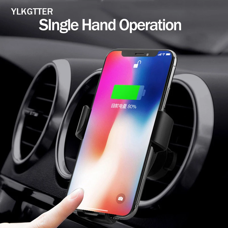 Автомобильное зарядное устройство YLKGTTER для iPhone XR/8/8 PLUS XiaoMI 8/Note10, беспроводное зарядное устройство для навигации, автомобильное зарядное устройство, крепление на вентиляционное отверстие