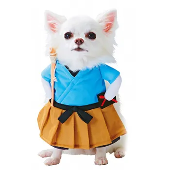 

Dog Halloween Costume Set Polyester Lovely Pet Halloween Clothes Samurai Funny Upright Costume Dress Up For Cats Dog