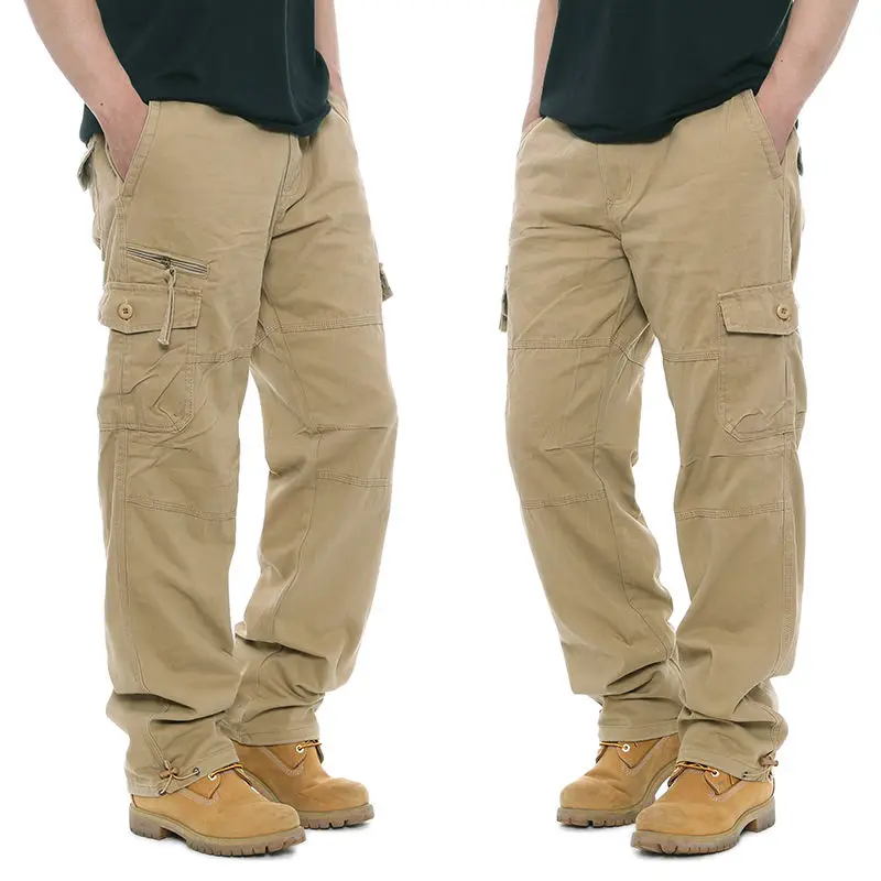 Cargo pants cotton work pants military cargo pants men casual pants casual tooling pants Cotton Cargo Pants Men Overalls Army Military Style Tactical Workout Straight Trousers