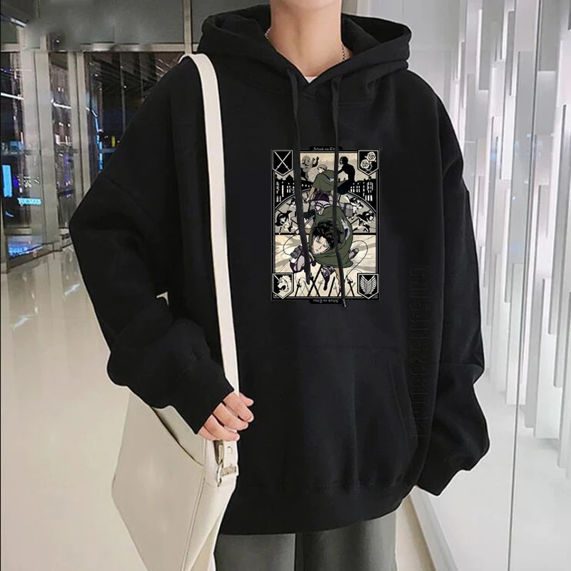 

Hot Japanese Anime Attack On Titan Graphic Hoodies Streetwear Men Harajuku Oversized Daily Casual Pullover Sweatshirt Hoodies