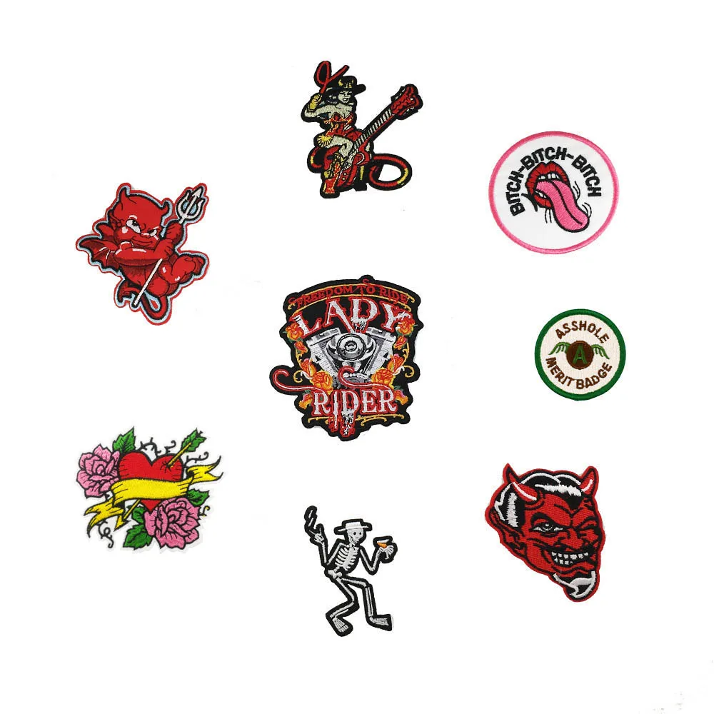 

DEVIL DEMON BOY SOCIAL DISTORTION SKELETON Band RED DEVIL FACE ASSHOLE MERIT MOTORCYCLE JACKET PUNK ROCK MC Embroidered patch