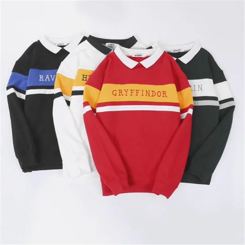Hogwarts School Fleeces Magic Gryffindor Hufflepuff Ravenclaw Slytherin худи для молодых осенне-зимних влюбленных с вышитыми буквами подарок