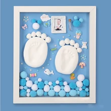 

3D Newborn Baby DIY Set Handmade Handprint Footprint Kit Soft Clay Photo Frame Baby Souvenirs Hand Foot Mold Hundred Days Gift
