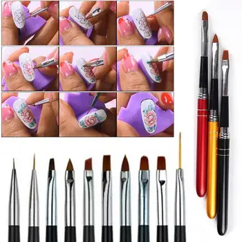 

10pcs Easy Clean 3D Carving Drawing Nail Pen Set Acrylic Builder Art Supplies UV Gel Manicure Painting Tool Liner Dotting Nylon