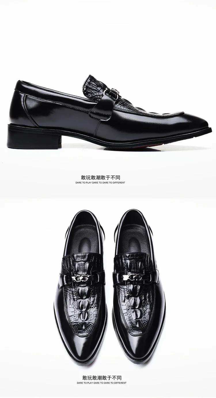 Men Leather Dress Shoes British Style Pointed Toe Slip on Loafers Party Wedding Business Luxury Male Casual Shoes Plus Size