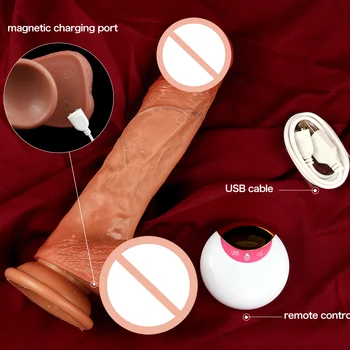 Thrusting Dildo Vibrator for Women Realistic Telescopic Penis Wireless Automatic Clitoral Stimulation Anal Masturbate Sex Toy 5