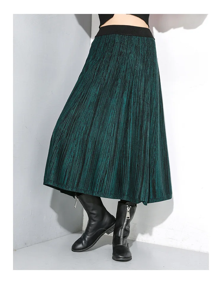 SuperAen Winter Elastic Waist Knit Skirts Women New Solid Color Elastic Waist Wild Ladies Skirts Solid Color Fashion Skirts