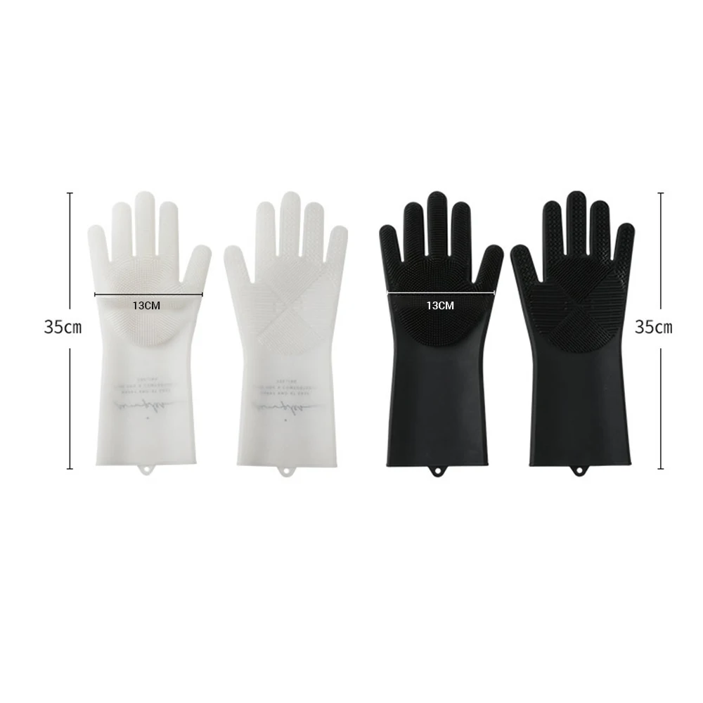 Home Silicone Cleaning Gloves Kitchen Washing Vegetables Dishwashing Gloves Non-slip Belt Hair Brush Kitchen Cleaning Supplies