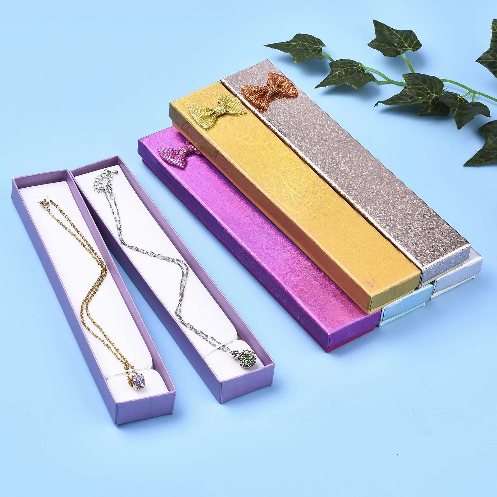 12Pcs Jewelry Gift Boxes Necklaces Ring Earring Packaging Box with Bowknot Ribbon Present Storage Display Container Organizer