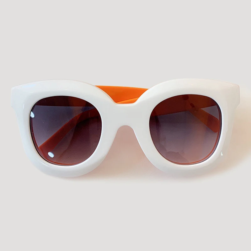 No.5 Sunglasses Ацетатная оправа, круглые солнцезащитные очки для женщин и мужчин, Ретро стиль, большие размеры, кошачий глаз, оттенки для женщин - Цвет линз: No.5 Sunglasses