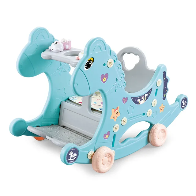 Infant Shining Baby Rocking Chair 4in1 Multifunctional Children Rocking Horse Animal Trojans Birthday Gift For 1-3Y Doki Toy 1
