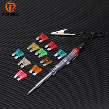 

POSSBAY 3A 5A 7.5A 10A 15A 20A 25A 30A Blade Fuse Assortment Car Truck Motorcycle Fuses with Circuit Voltage Tester Test Pen
