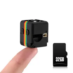 SQ11 мини камера безопасности видеокамеры Автомобильный видеорегистратор Встроенный микрофон 1080p с 32 Гб TF карта