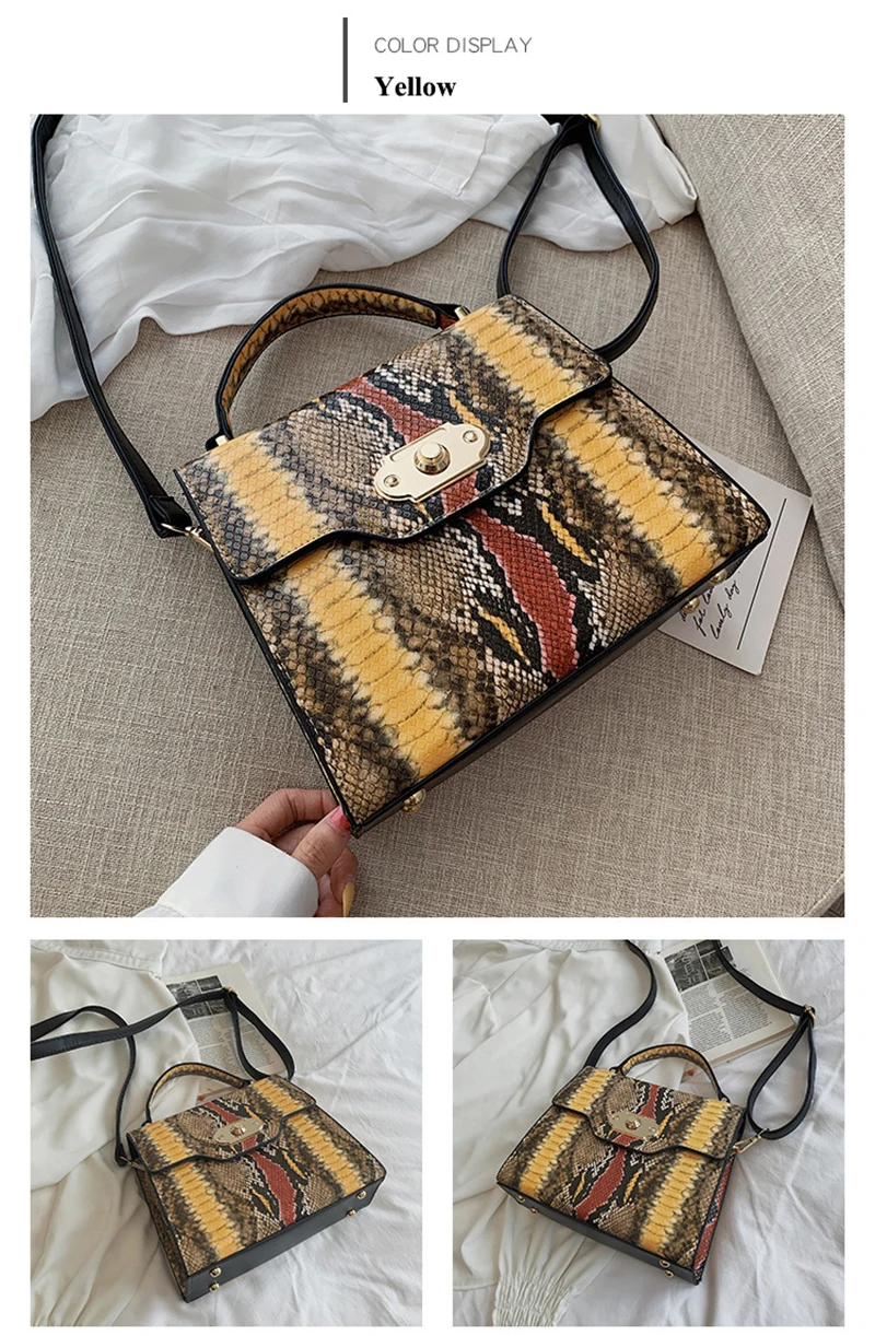 Ретро панельная змеиная сумка из искусственной кожи на плечо Женская модная Роскошная качественная ручная сумка и кошельки с принтом змеи