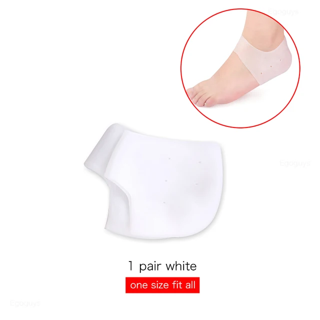 2 Pieces Heel Protector Protective Sleeve Heel Spur Pads for Relief Plantar Fasciitis Heel Pain Reduce Pressure on Heel white