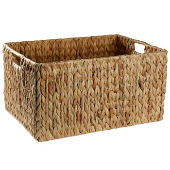 

Rattan Straw Storage Basket Rectangular Desktop Snacks Sundries Makeup Home Organizer Iron Wire Woven Storage Basket