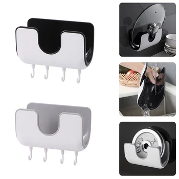 

Multifunction Wall Mounted Pan Pot Pan Cover Lid Rack Holder Stand Cutting Board Holder Kitchen Organizer With Hanger Hooks