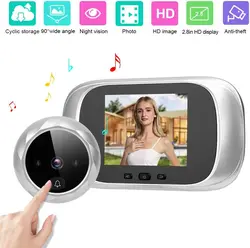 2.8 polegada lcd tela colorida digital campainha inteligente eletrônico olho mágico visão noturna porta câmera espectador campainha ao ar livre