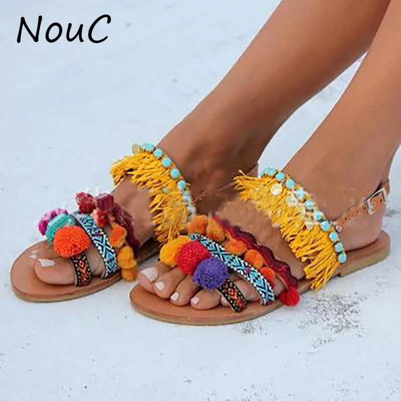 

NouC 2020 Summer Women Sandals Fashion folk-custom Sandals Women Shoes Ladies Leisure Beach Sandals Shoes Women Drop Ship