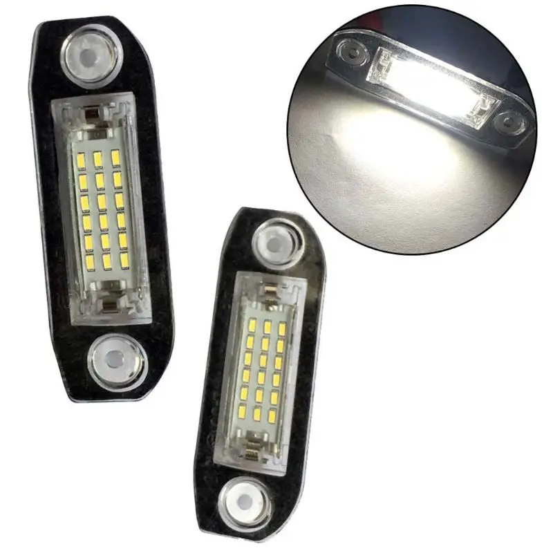 2pcs/set Car LED License Plate Light Assembly Replacement for VOLVO S80 XC90 S40 V60 XC60 S60 C70 V50 XC70 V70 A6HE
