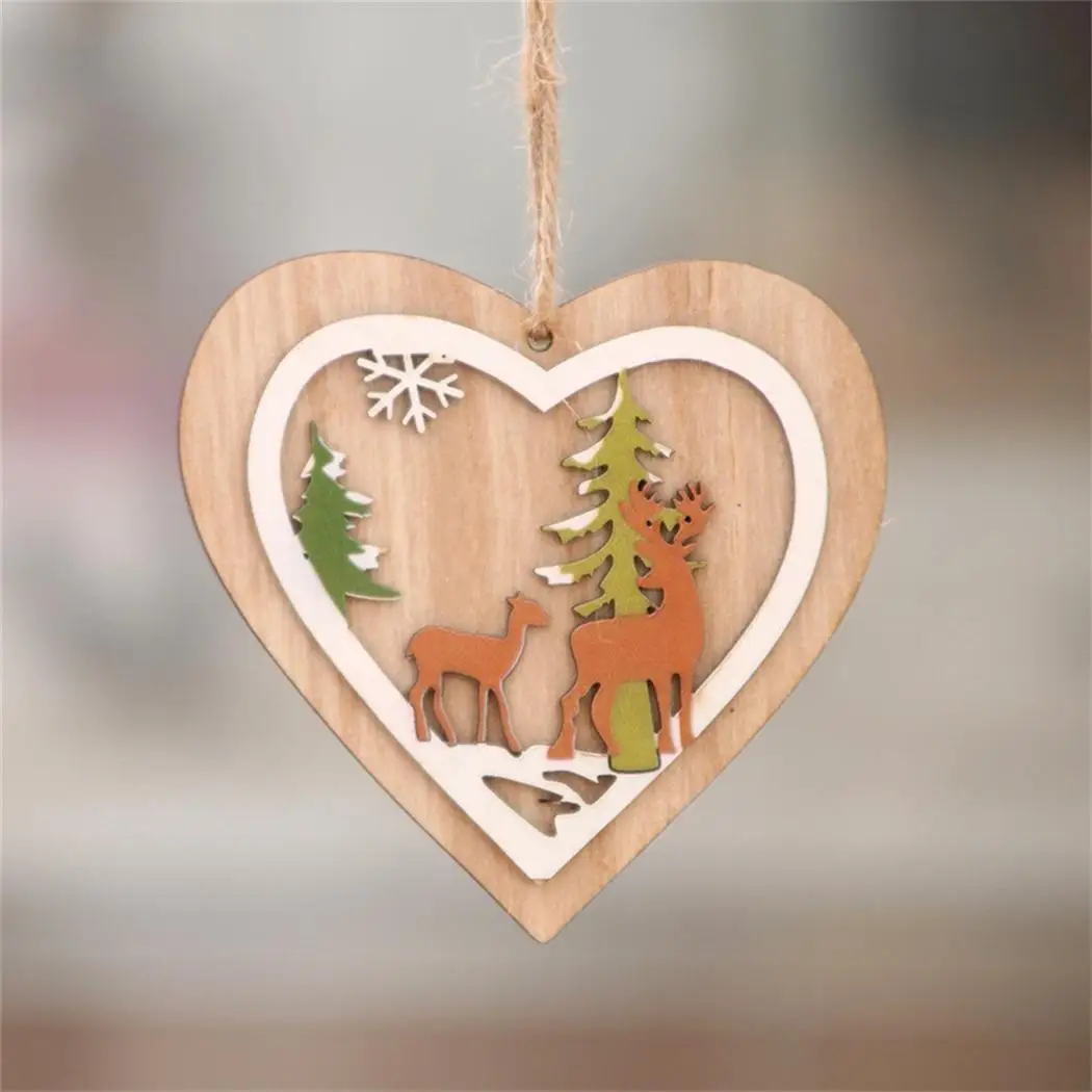 DIY игрушки для рождественской елки Висячие деревянные украшения для домашнего праздника, как показано на рисунке, на возраст от 1 года до 8 лет