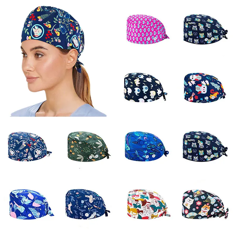 Solid Color Medical Scrub Hat Hospital Doctor Work Caps Health Worker Scrub Cap Pet clinic nurse Beautician nursing scrubs hat best beanies for men