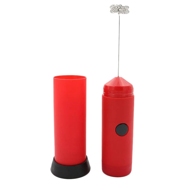 

Powerful Double Spring Whisk Electric Milk Frother Kitchen Mixer Hand Milk Foamer for Coffee Latte Cappuccino,Red