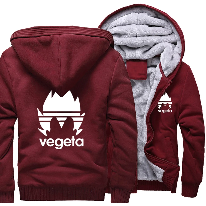 Vegeta Dragon Ball Z мужские толстовки Толстовка в стиле японского аниме для мужчин Весенняя флисовая куртка на молнии Мужская Уличная одежда Harajuku топы - Цвет: wine red5