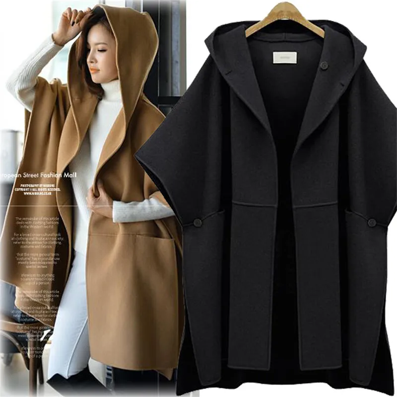 Autumn Winter Coat Women Casual Plus Size Batwing Sleeve Thick Jackets Female Vintage Loose Warm Wool Coat Casaco Feminino