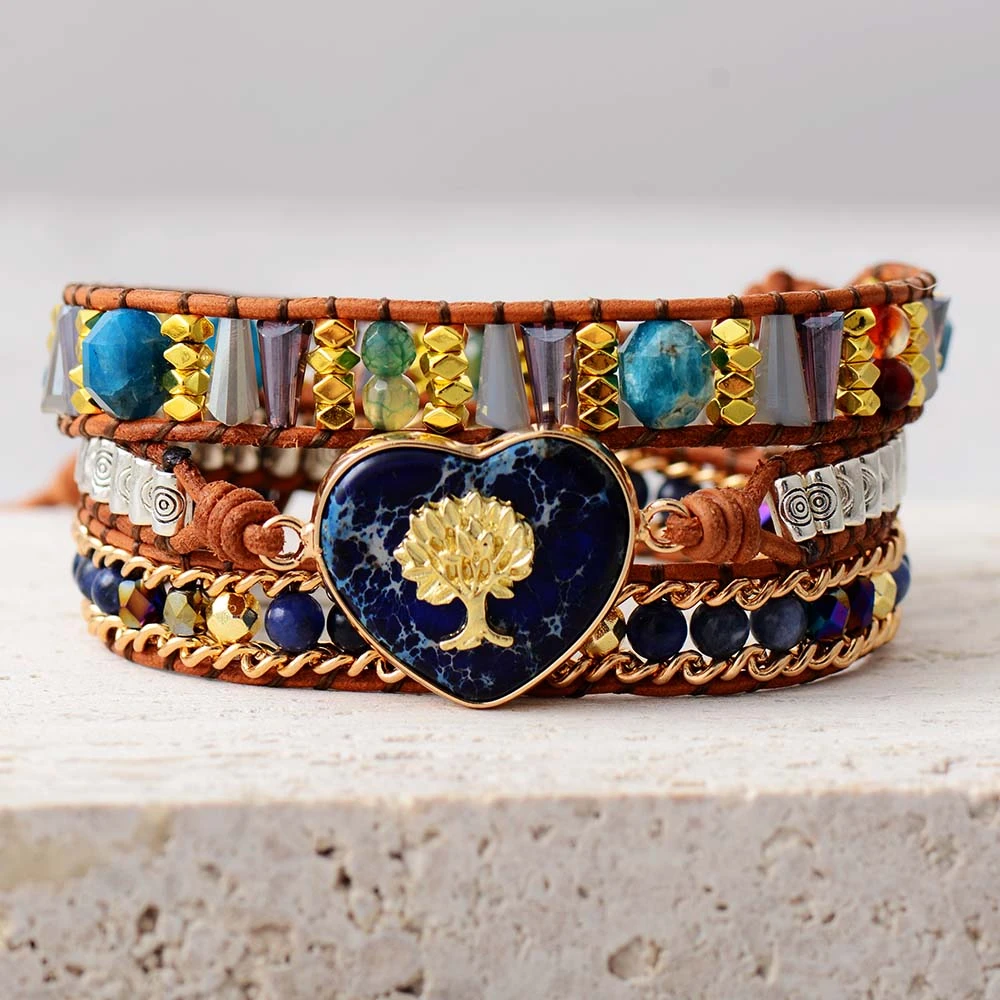 Terrible busto Pertenece Pulsera de cuero con colgante de corazón de árbol de la vida para chicas  adolescentes, brazalete bohemio en capas, joyería hecha a mano, Bisutería| Pulseras de hilo| - AliExpress