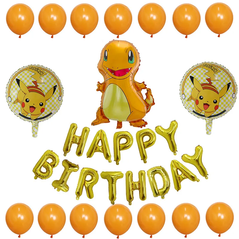 30 шт./компл. мультфильм Пикачу из Pokemon Go Дженни черепаха гелиевая фольга Воздушные шары надувные дети день рождения украшения для детских игрушек - Цвет: Флуоресцентный желтый