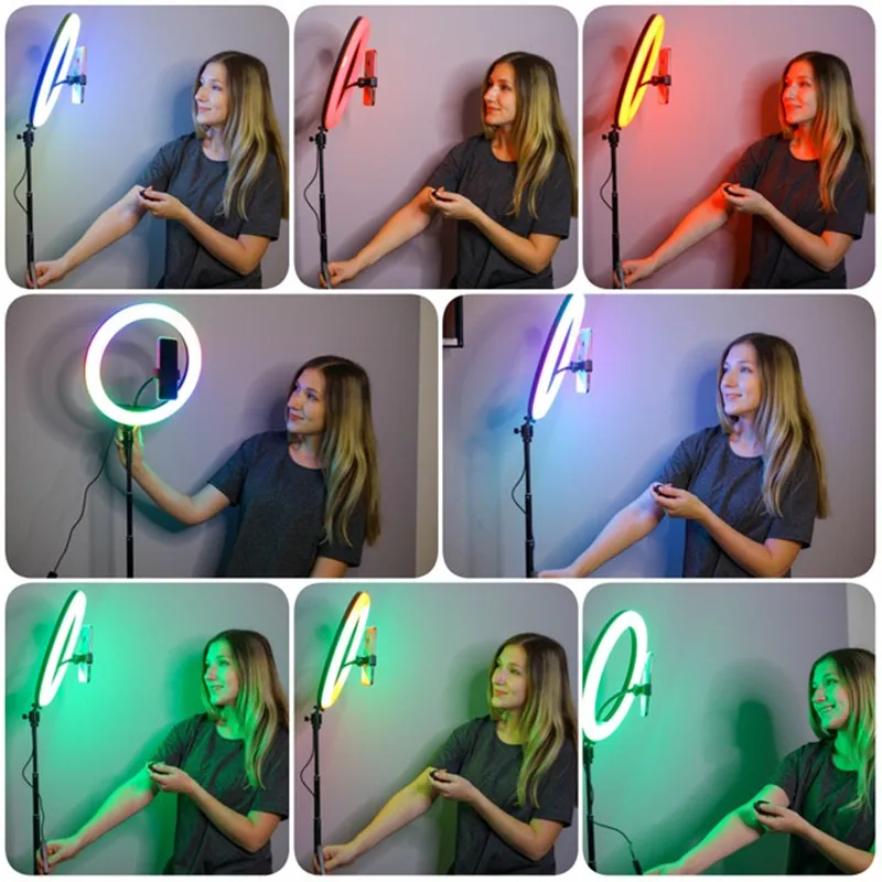 Anel de Luz Cores com Mini Suporte de Celular Lâmpada para Fotografia e Maquiagem do Tik Rgb de 10 Tripé de 63 Polegadas Youtube 13 Tok 8 10 - Image 2