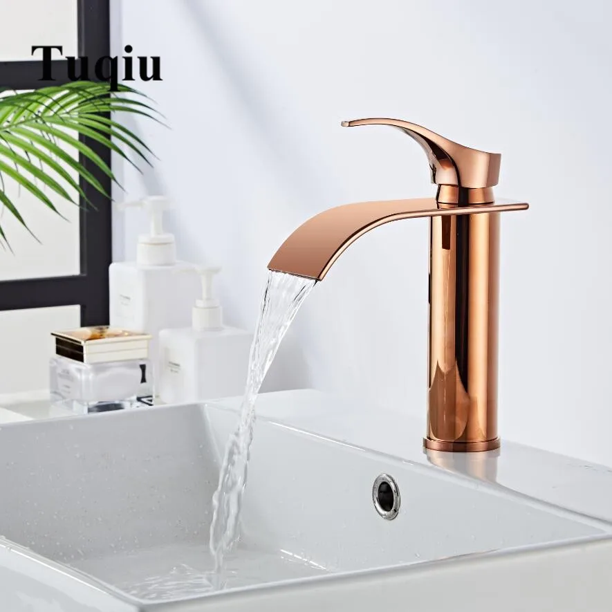 Tuqiu Bathroom Sink Faucet Luxury New Design Swan Shape Brass Basin Taps Single Hole Center Hot and Cold Mixer Lavatory Vanity Faucet,Antique Bronze Tall