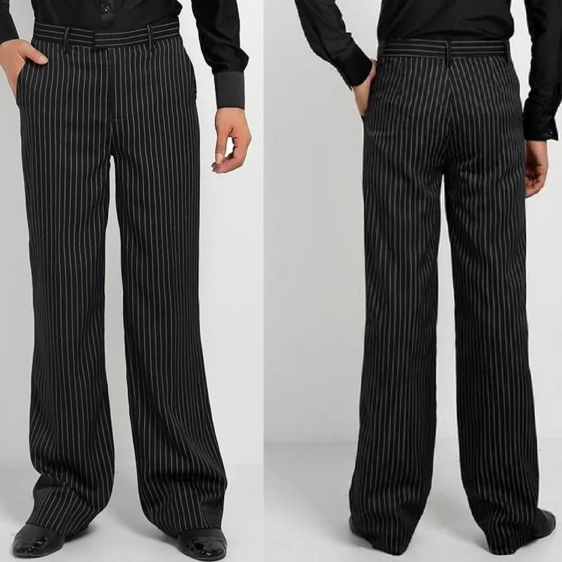 Men's Boys Dance Trousers Ballroom Mens Striped Dance Pants For Men Boy Latin Pants Costumes Tango Men Dancewear