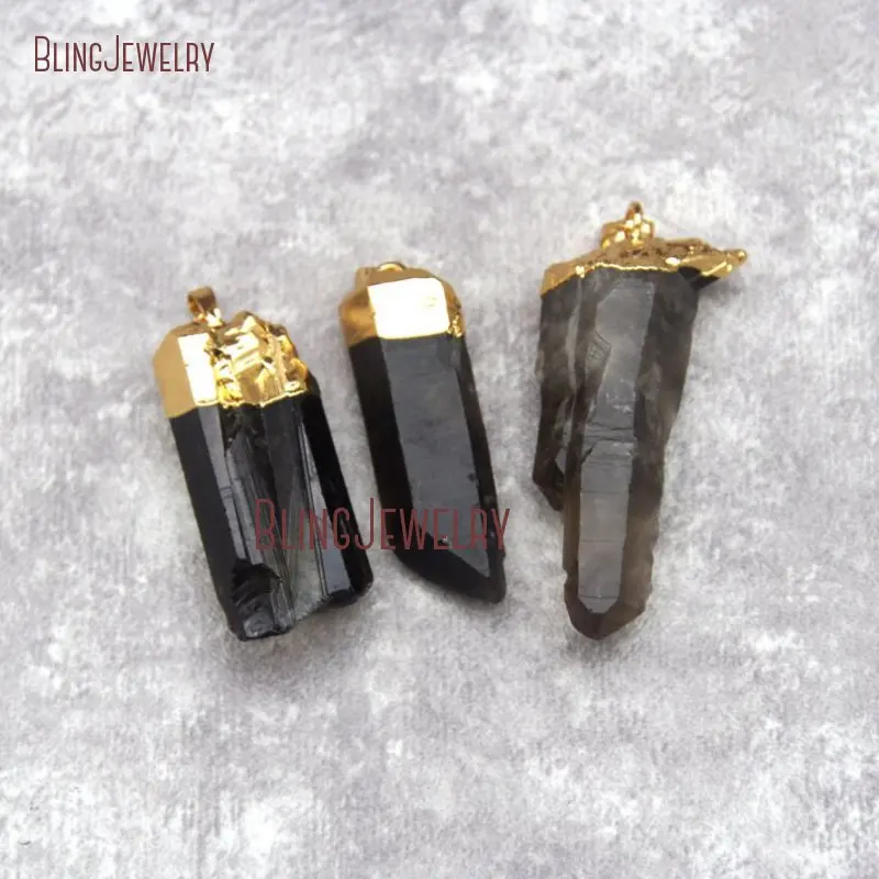 20190802-PM27391- Irregular Faceted Irregular Shape Smokey Quartz Gold Pendant_3