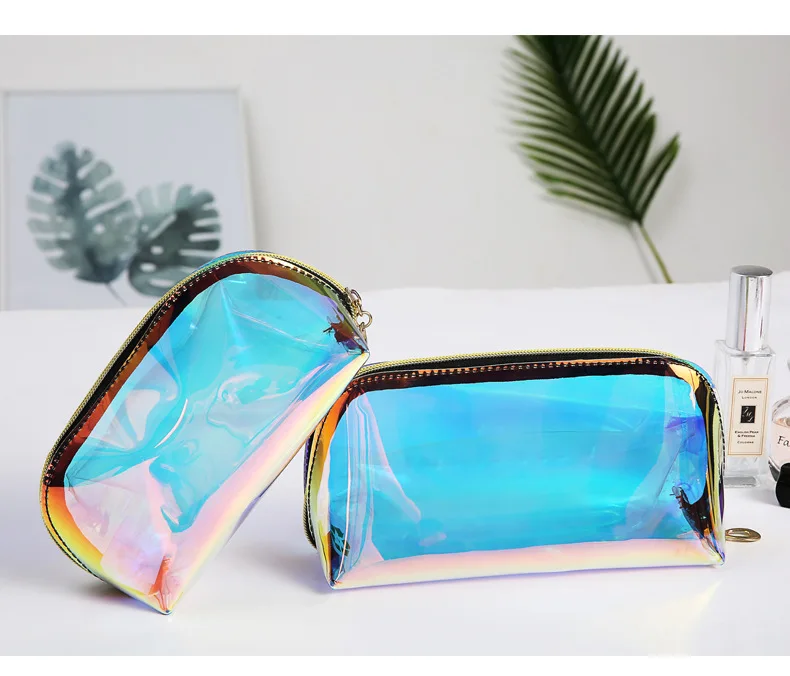 Fashion Laser Dream Colorful Holographic Beauty Organizer Pouch Clear Iridescent Clutch Makeup TPU Cosmetic Bag