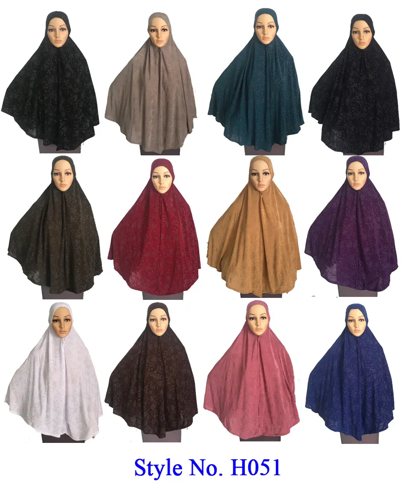 Мусульманская женщина Khimar Джерси Хиджаб Шапки головной убор Блестящий капот накладной длинный платок Hijaab Исламская одежда