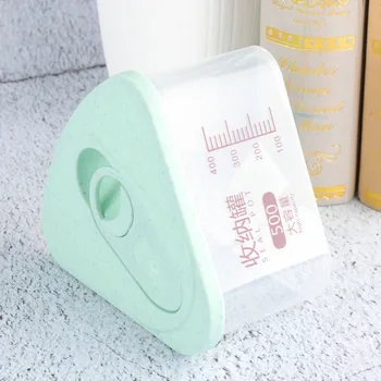

Wheat Straw Sealed Canister Plastic Triangle Jar Food Storage Container Moistureproof Box with Lid for Dry Fruits Grain Spice Sn