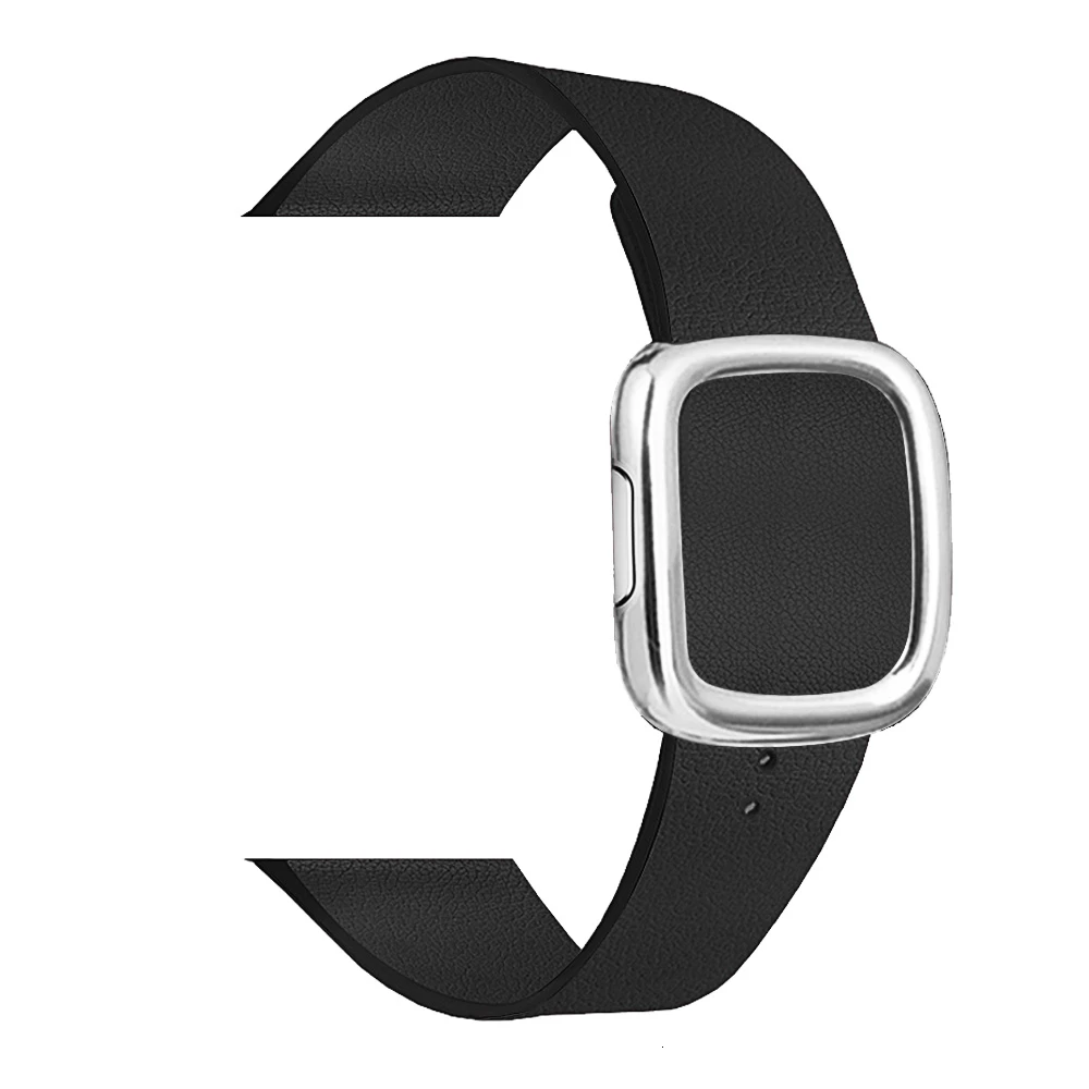 black silver Кожаная Петля ремешок для apple watch группа 4 44/40 мм современный стиль браслет на запястье, аксессуары для наручных часов iWatch серии 3/2/1 42/38 мм - Цвет ремешка: black silver