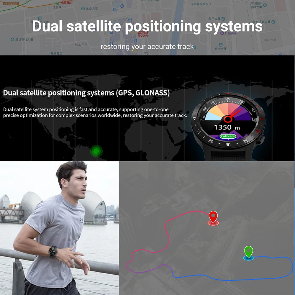 US $49.99 LEMFO M5S GPS Smart Watch Men Independent Card Call Heart Rate Monitor IP67 Waterproof Compass Barometer Weather Smartwatch