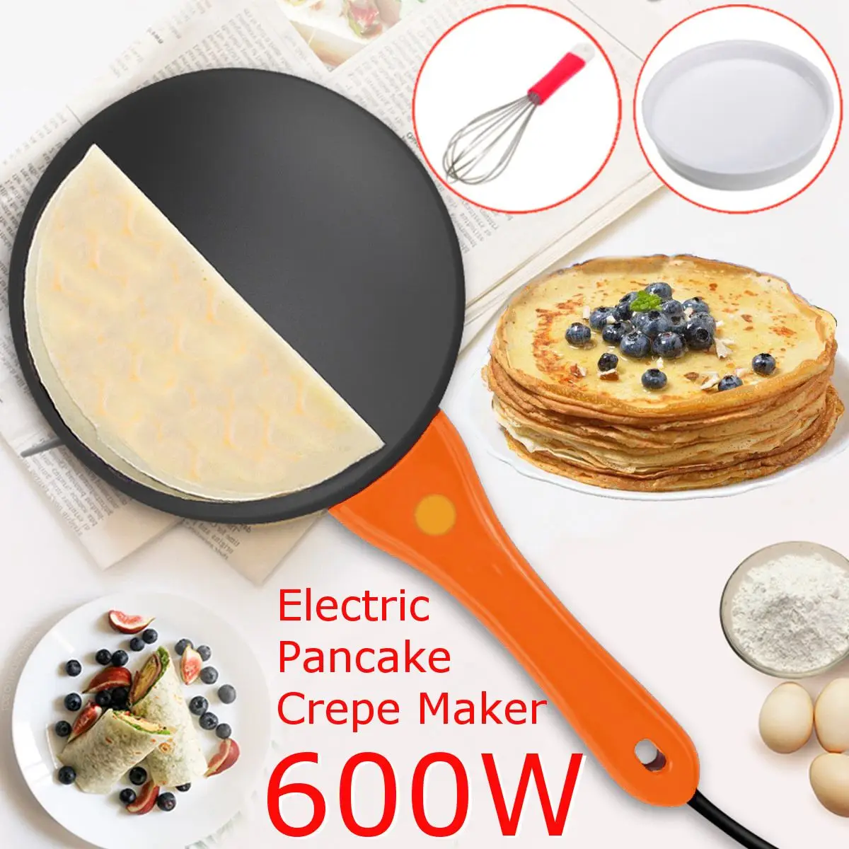 

220V Non stick Electric Crepe Pizza Maker Pancake Machine Kitchen cookare Griddle Baking Pan Cake Machine Cooking Tools Crepe