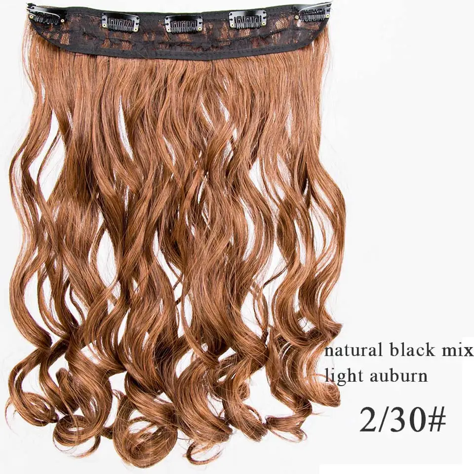 Энергичный Черный Блондин, 5 клипов, 24 дюйма, прямые, длинные, на клипсах, цельные, для наращивания, синтетические волосы, волнистые, длинные волосы для женщин - Цвет: 2-30