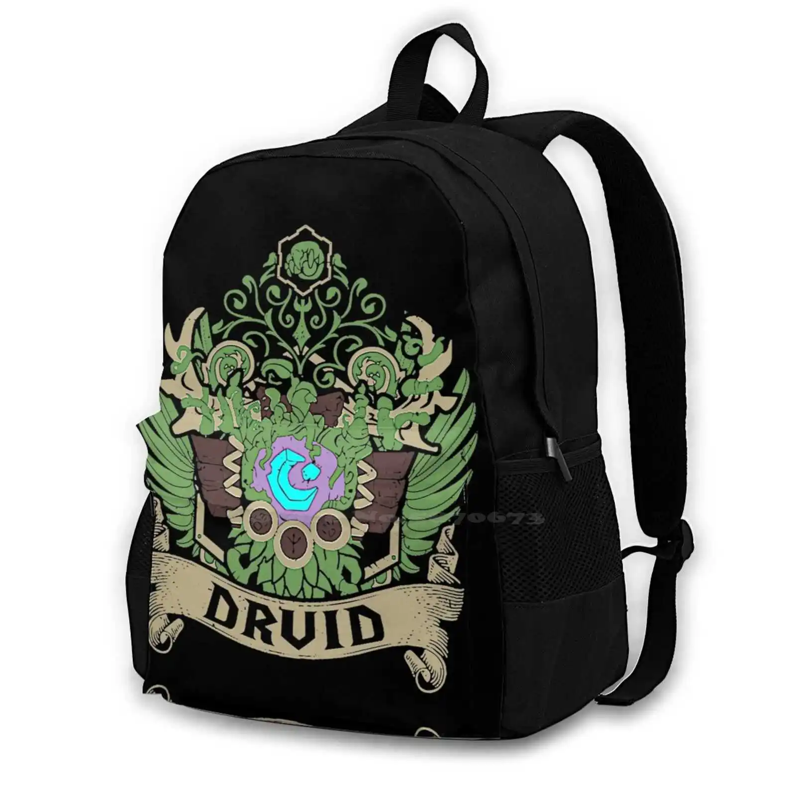 Druid-Elite Edition T-Shirt Bag Zaino Per Uomo Donna Ragazze Adolescente Black World Of Wow World Of Fangirl World Of Battle Of