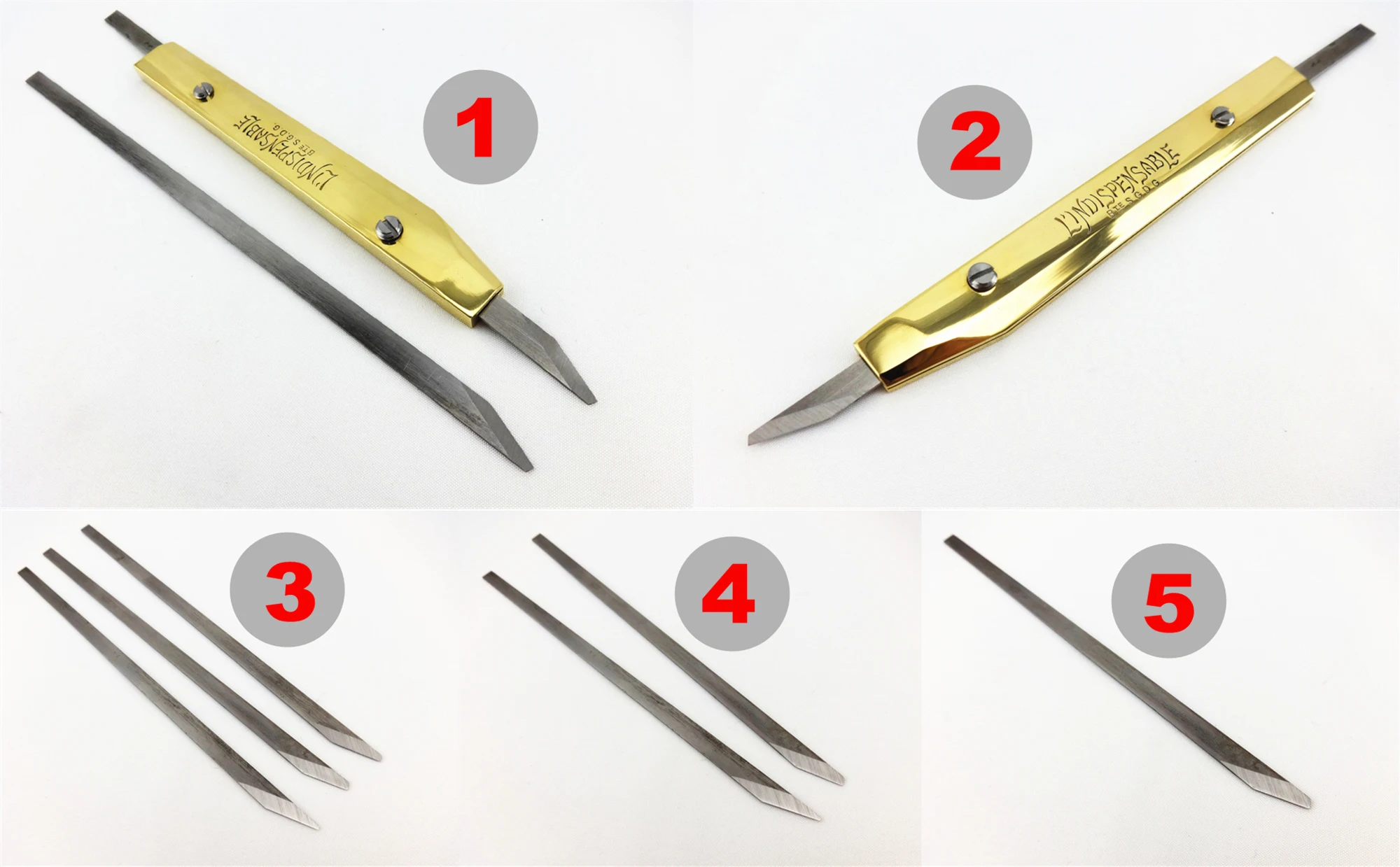 Плоские режущие лезвия для ножей 5 видов кожаных ремесел латунная ручка